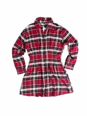 Love Tree Red Plaid Long Sleeve Shirt Dress